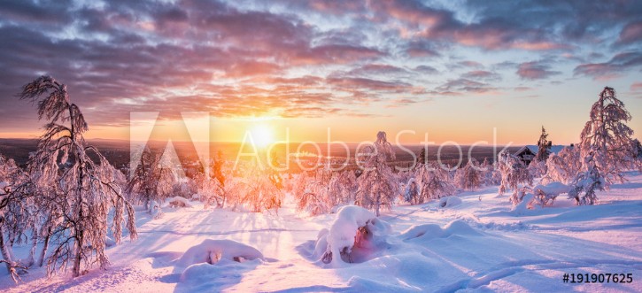 Picture of Winter wonderland in Scandinavia at sunset